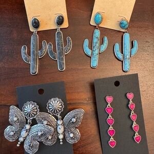 Assorted Earrings Set with Cactus and Heart Designs